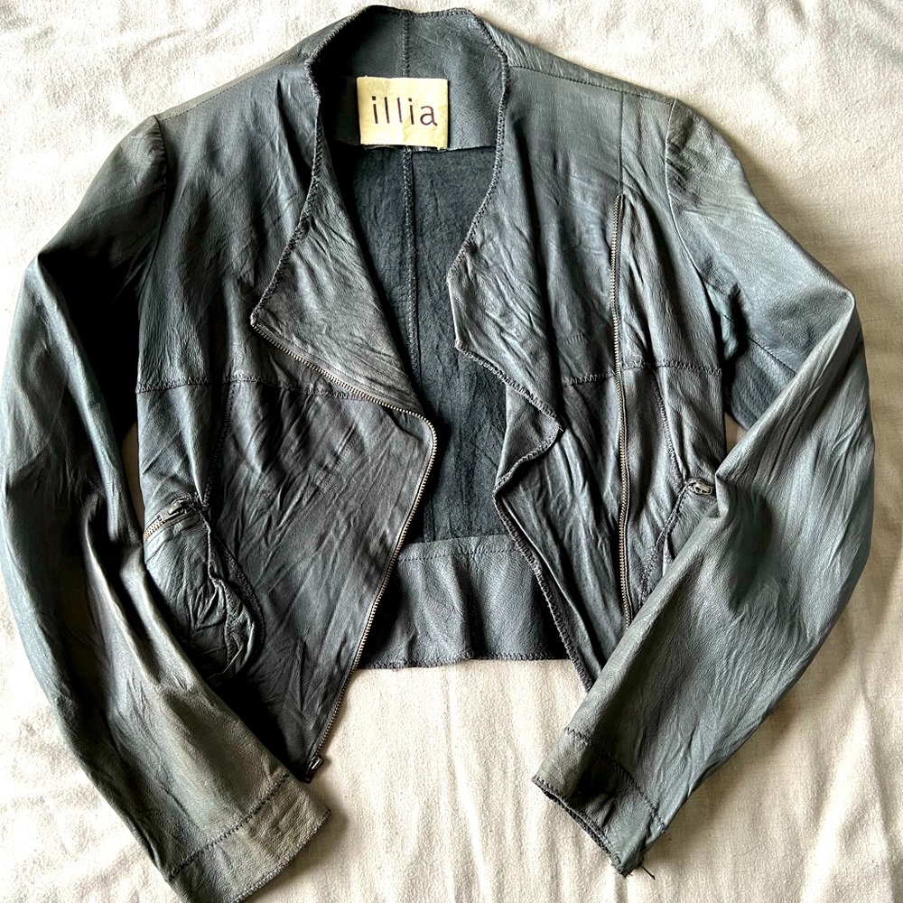 Illia Gray Moto Leather Jacket
